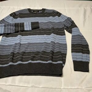 Banana Republic Women's Italian Merino Wool‎ Sweater Blue Striped Knit Crew Neck